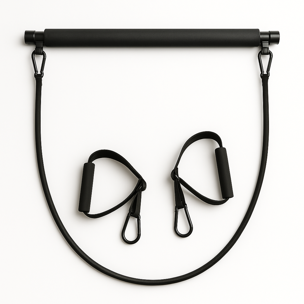 Portable Yoga Pilates Bar with Heavy Duty Metal Adjustment Buckle Pilates Flexbands, Pink
